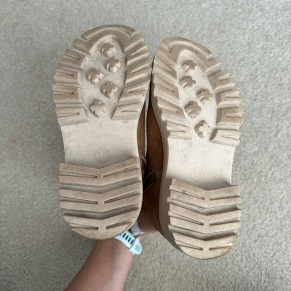 Cat & Jack Brown Ankle Boots with Knit Cuffs - Picture 5 of 5